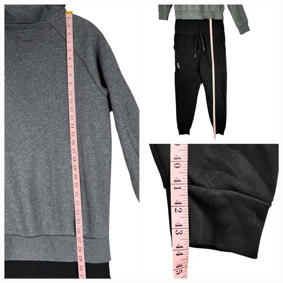 Tuxy One Piece Sweatsuit Jumpsuit L Men Gray Top Black Bottom Hooded Zip Fly NEW - Picture 5 of 13